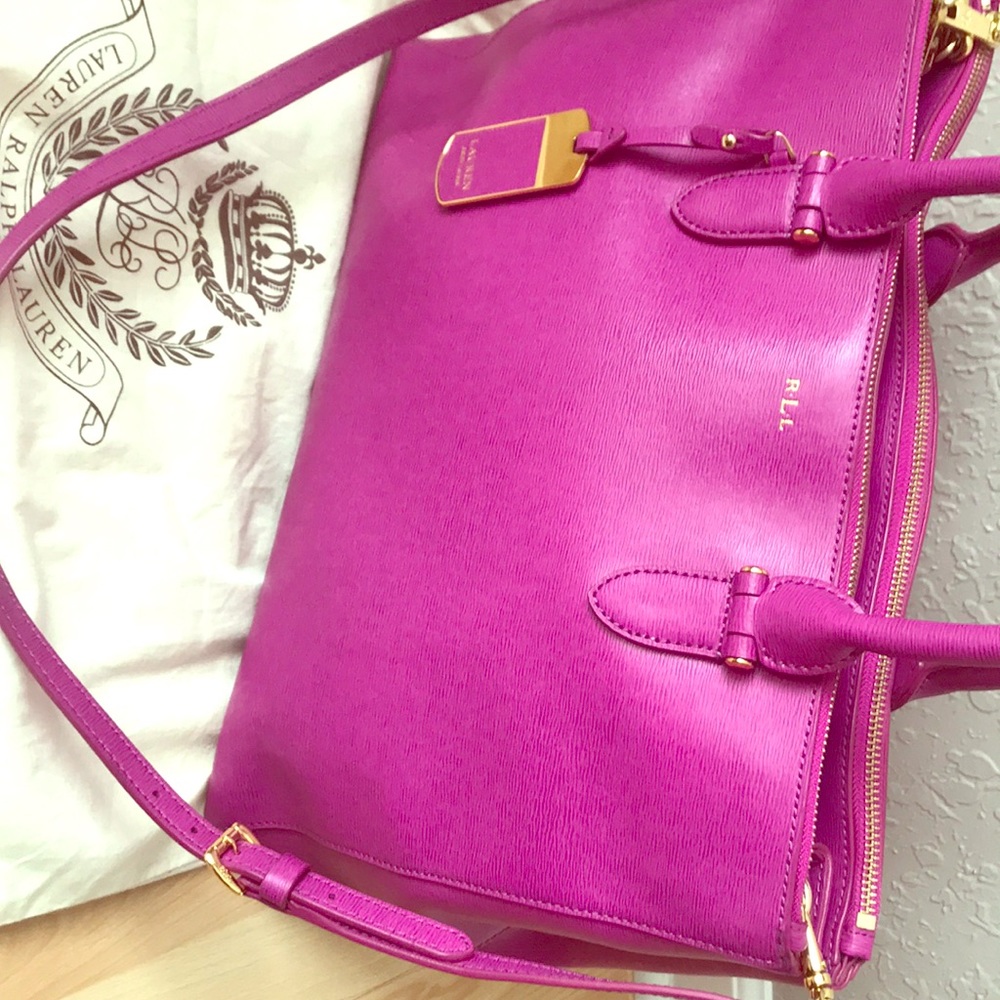 Ralph Lauren Bennington Double ZIP Leather Satchel